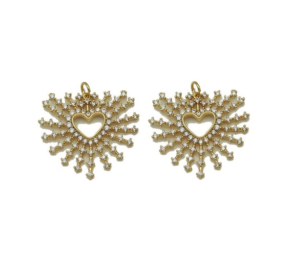 Cz Heart With Sunshine Charm, Sku#L672