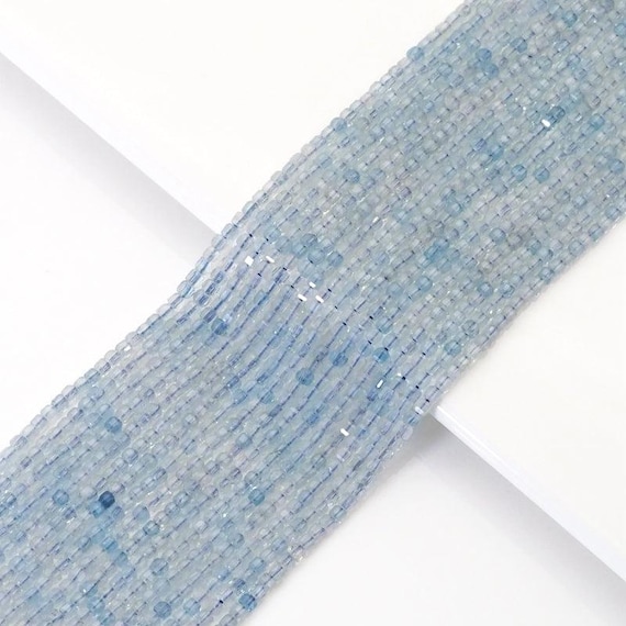 Genuine Aquamarine Faceted Cube Beads, 2.5mm, Sku#U1532