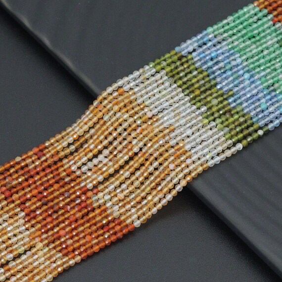 The 2mm Multicolor Agate Round Faceted Beads, Sku#U2185