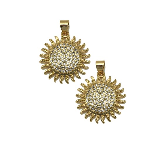 Cz Sunflower Charm, Sku#Lk525