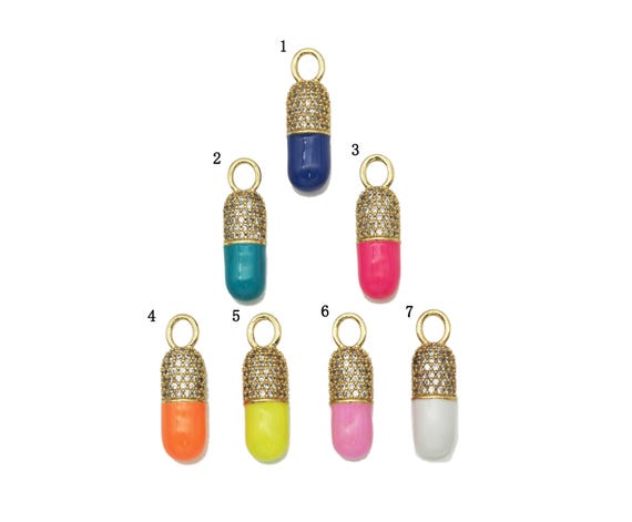 Pave Enamel Pill Charm, sku#F1453