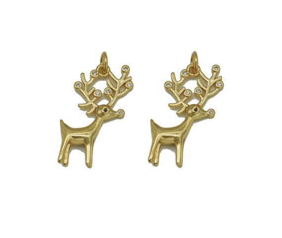 Cz Christmas Reindeer Charm, Sku#F1486