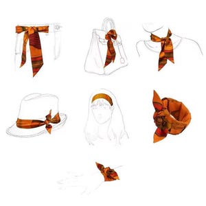 Asssorted colors Narrow scarf for scarf necklace making, hair&bag scarves accessories, EF808s image 3