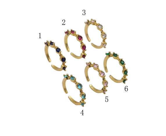 Gold Colorful Cz Diamond Adjustable Ring, Sku#Ld375