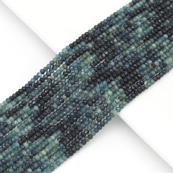 The 2x3mm Genuine Blue Tourmaline Faceted Rondelle Beads, Sku#U1701
