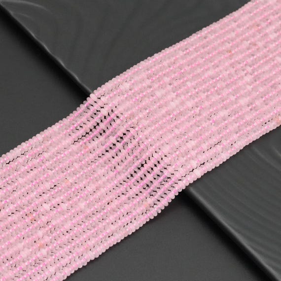 The 2x4mm Rondelle Smooth Rose Quartz Beads, Sku#U1959