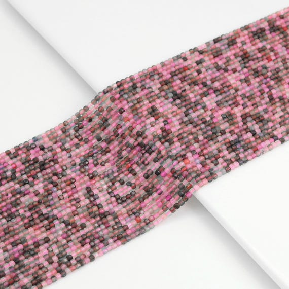 The 2.5mm Mixed Tourmaline Faceted Cube Beads, Sku#U1933