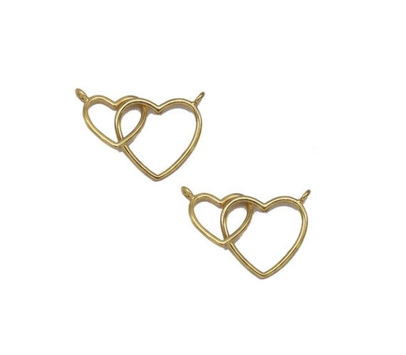 Gold Double Heart Connecter Charm, Sku#Lx110