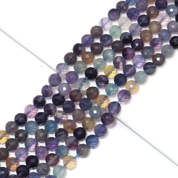 Genuine Colorful Fluorite Round Faceted Beads, 8mm, 15.5inch full strand, Sku#U1515