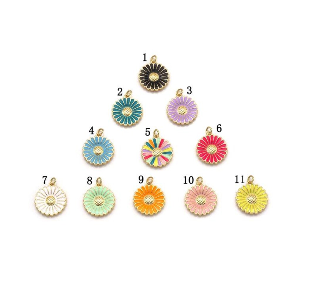 Colorful Enamel Cz Gold Daisy Flower Charm, Sku#f1514 - Etsy