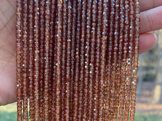Quality Brown Cubic Zirconia Faceted Rondelle Beads, 2X3Mm Faceted Smalle Beads, 13'' Full Strand, Sku#U1230