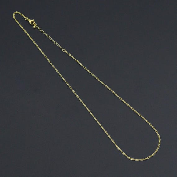 The 24K Gold Finished Gold Sigapore Chain Necklace, 1.6Mm Sigapore Chain Necklace Ready To Wear W|Lobster Clasp, 17.5 Inch,Sku#Jd05