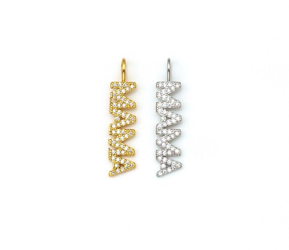 Clear CZ Gold Silver MAMA Word Pendant charm, Sku#LD136