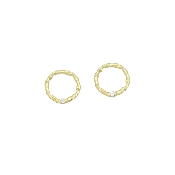 Hammered Closed Round Ring with CZ on, Close Ring for necklace bracelet Making, Sku#ZX234