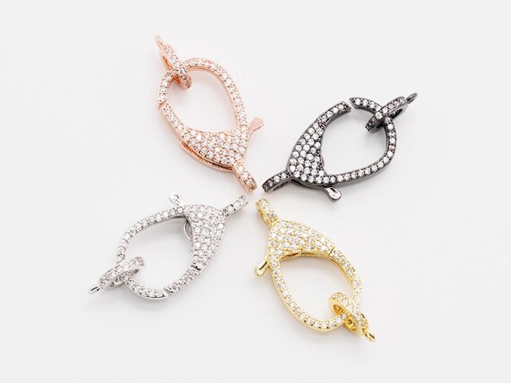 CZ Micro Pave Teardrop Lobster Claw Clasp, H42
