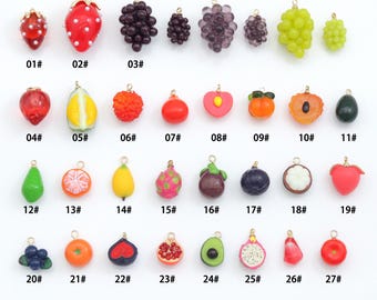 Ciondolo a forma di frutta smaltata, placcato oro 18k, pendente per collana e bracciale