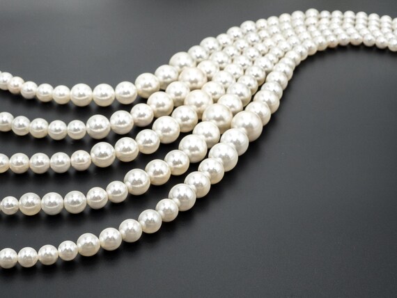 The 15Inch Strand Natural Mop Round Graduated Beads, 8-16Mm White Round Polished Mother Of Pearl, Bride Bridesmaid Wedding Supply, Sku#U46