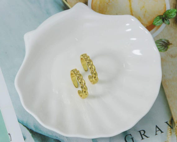 Gold Twisted Rope Adjustable Ring, Sku#Ld212