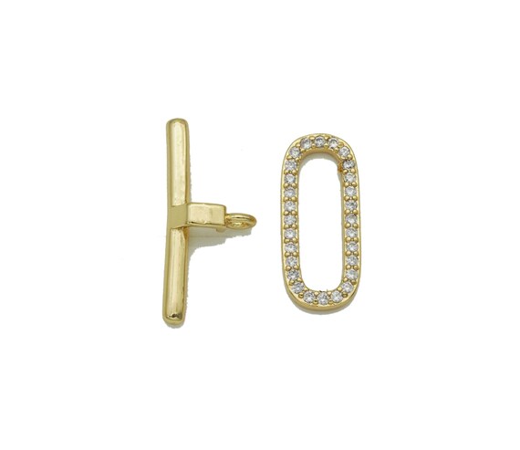 Cz Paperclip Toggle Gold Clasp, Sku#Lx185