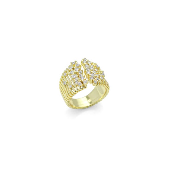 Clear Cz Gold Open Cluster Of Cz Adjustable Ring, Sku#Lx572