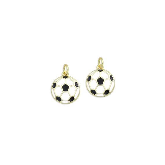 White Black Enamel Soccer Ball Charm Pendant,Sku#Lx853