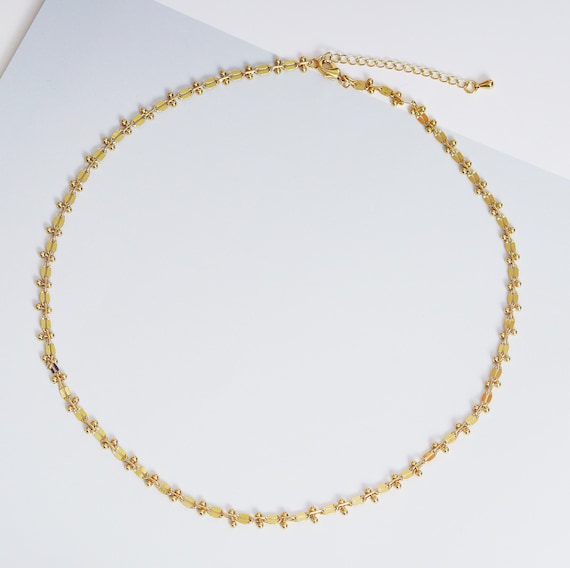 The 18K Gold Filled Oval Link Ball Chain Necklace, Sku#Ef153