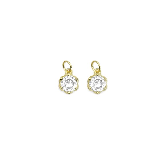 Clear Big CZ Gold Flower Charm, Sku#Y791