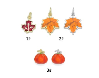 Herfst esdoornblad pompoen bedeltje hanger, herfst bedeltje, SKU#Y1064