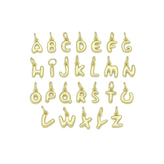 Small Bubble Initial charm, Alphabet Initial Charm Pendant, Sku#LX894