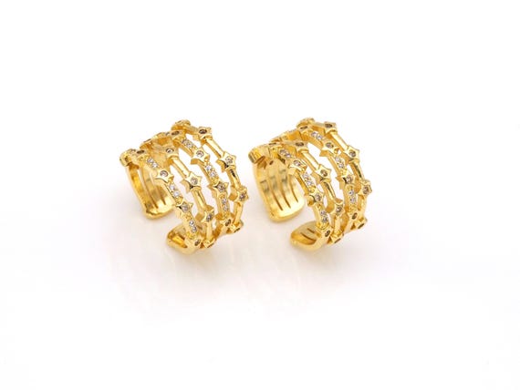 Cz Micro Pave String Star Shape Adjustable Ring,18K Gold Filled Open Ring, Cz Stars Ring, 21Mm,Sku#X208