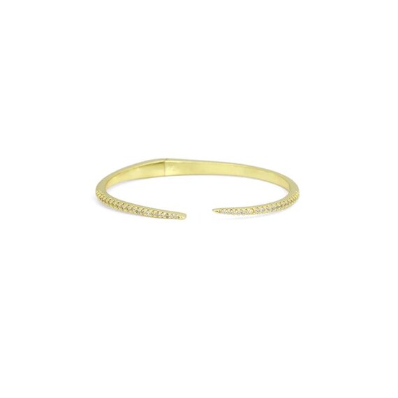 Gold Cz Spike Point Thin Cuff Bracelet, Sku#Lk951