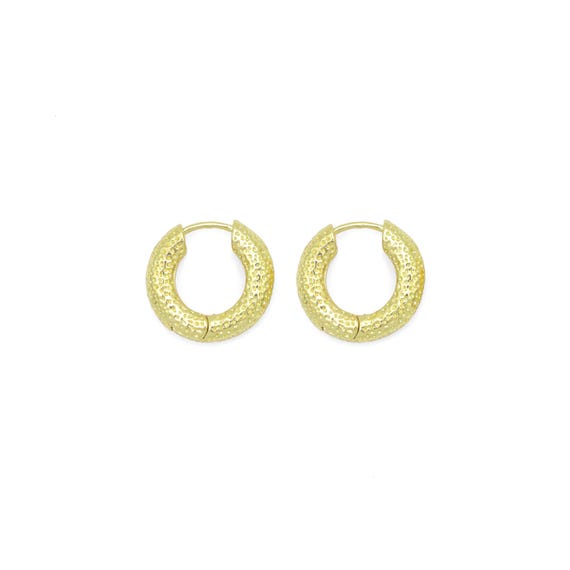 Hammered Gold hoop Earrings, Sku#Y1034
