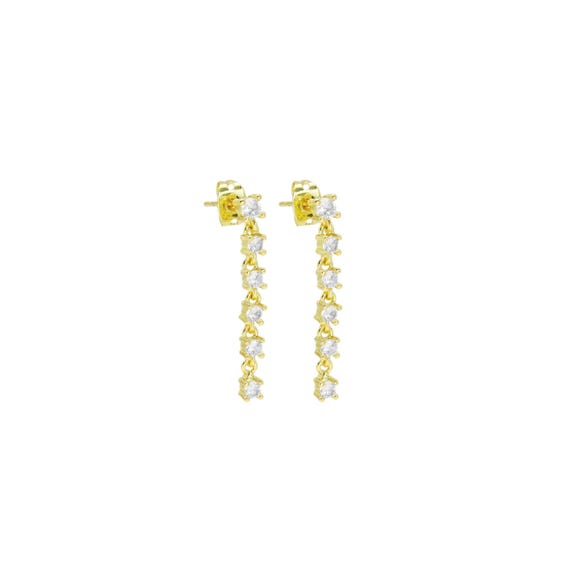 Gold Dainty Square Dangle Earrings, Sku#Lk938