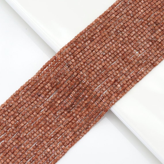 The 2x2mm Faceted Cube Goldstone Beads, Sku#U1796