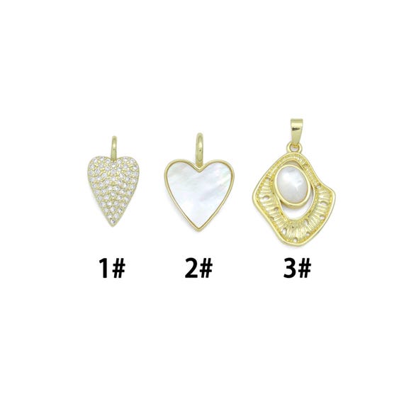 CZ Heart, Mother of Pearl Heart, Oval Pearl Pendant charm, Sku#LX917