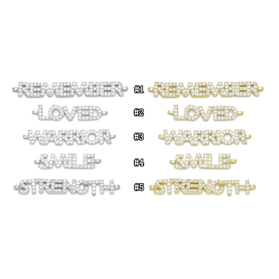 CZ Remember Loved Warrior Smile Strength Connector,SKU#LX710