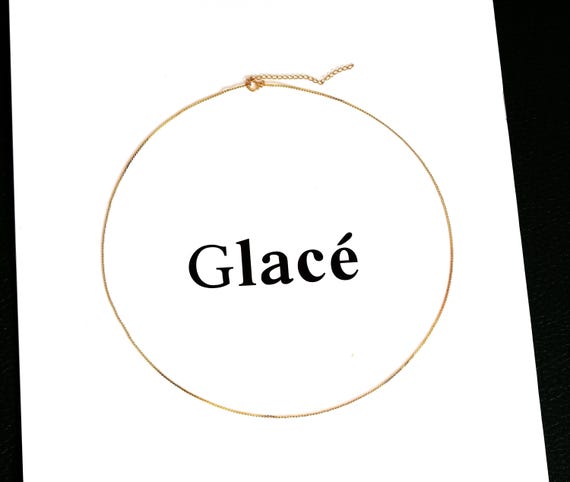 Dainty Gold Thin Flat Snake Chain Necklace, Sku#Zx70