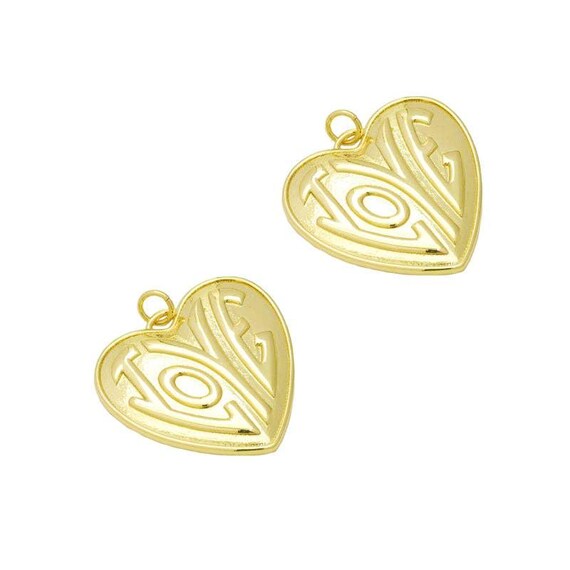 CZ Gold Love On Heart Charm, Sku#LX211