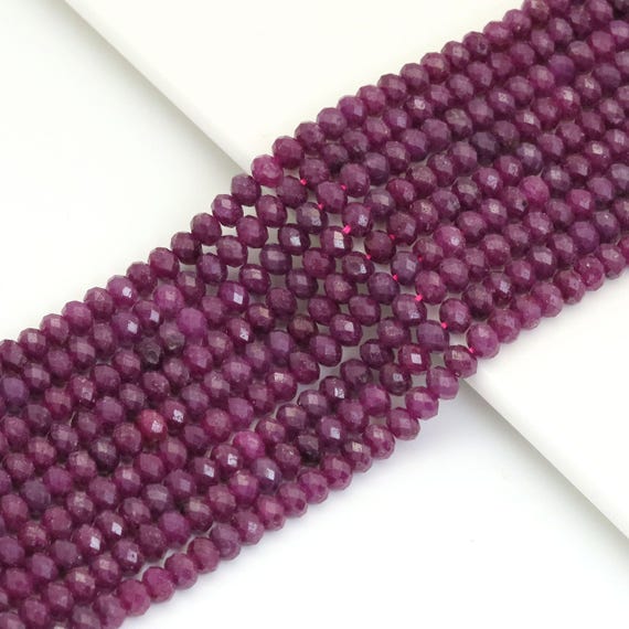 The 4x6mm Genuine Ruby Rondelle Faceted Beads, Sku#U1884