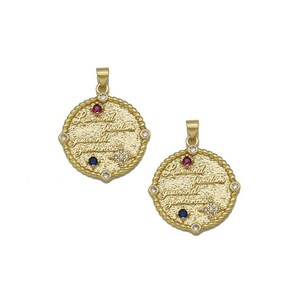 Colorful Cz Love And Freedom  Medallion Charm, Sku#Lk754