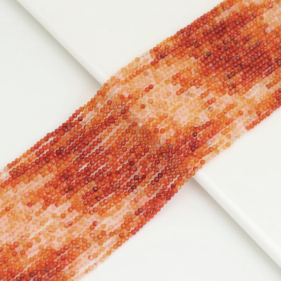 The 2mm Round Faceted Orange Agate Beads, Sku#U1902