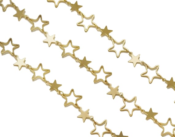 Star Link Chain By Yard/Necklace,Sku#Hx05