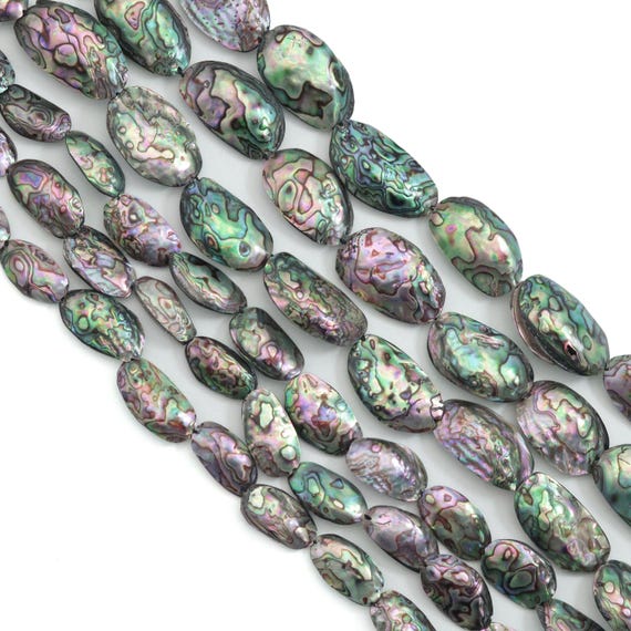 High Qulaity Natural Iridescent Abalone puffy Oval Beads, 16inch full strand, sku#U2412