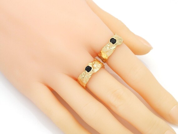 Black Stone Hammered Ring, Sku#zx112 - Etsy