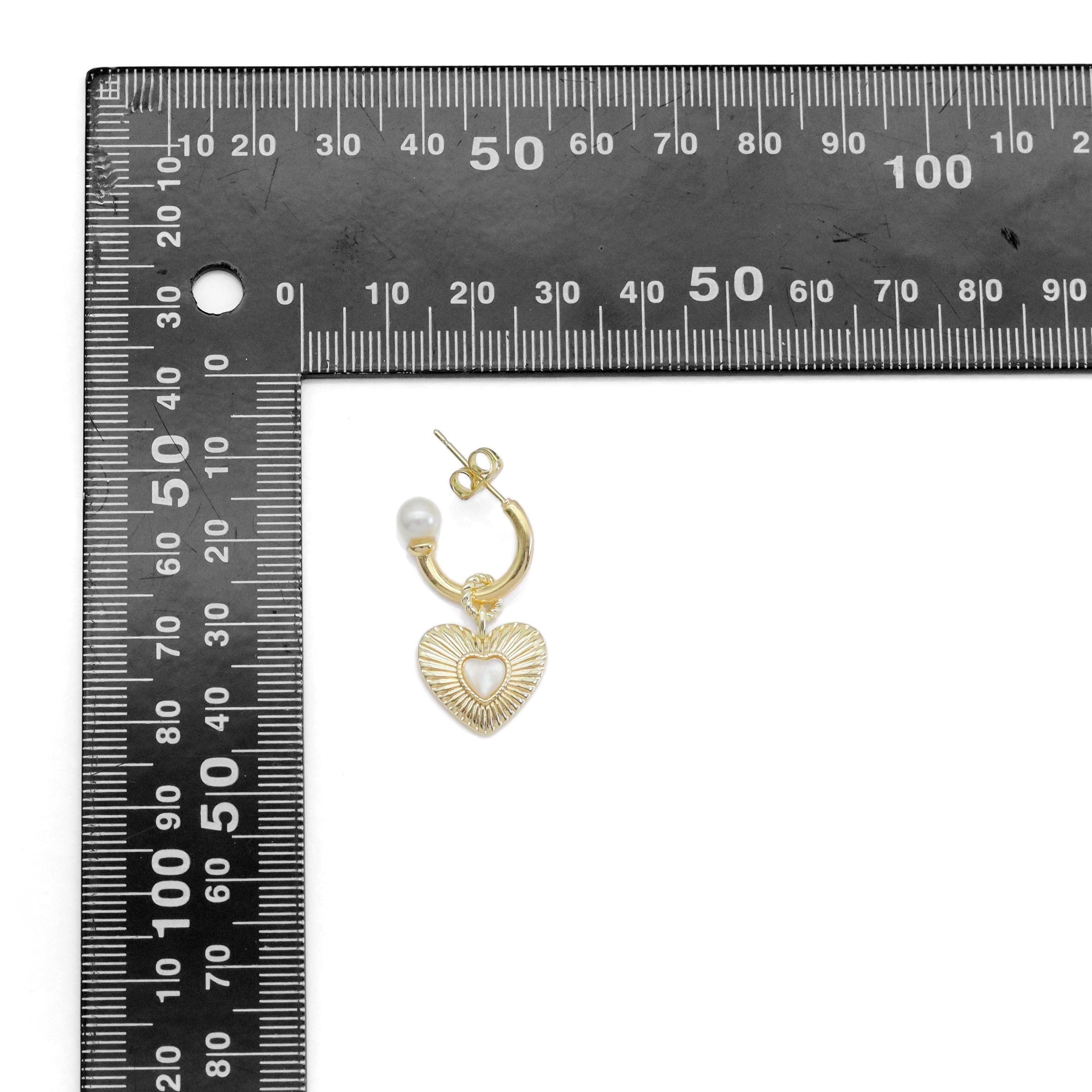 ☆ENGBROX☆ heart pearl ribbon earring EBEA24044 Gold White Pearl Heart Earrings, Sku#zx194 - Etsy