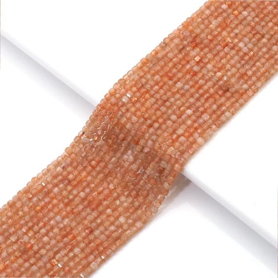 The 2.5mm Golden Sunstone Faceted Cube Beads, Sku#U1528