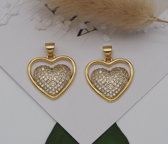 Cz Heart Charm, Sku#Lk632