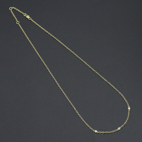 Dainty Gold Link Chain with CZ Bezel Connector Necklace, sku#LX933
