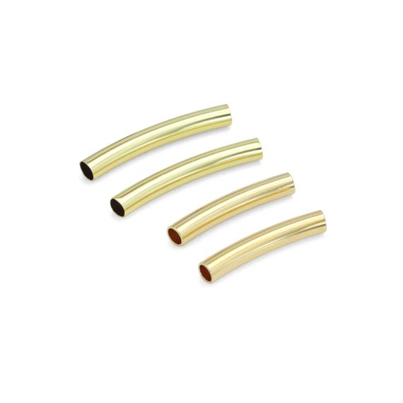18k Gold Filled Gold Curved Tube Spacer Beads, Sku#ZX122