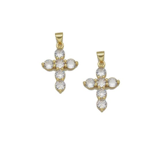 Crystal Gold Cross Charm, Sku#Lx144